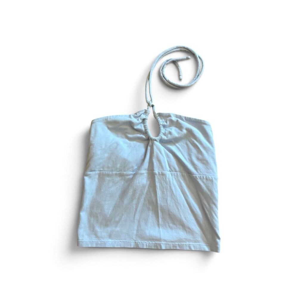 Hollister-co Women's White and Blue Crop-top